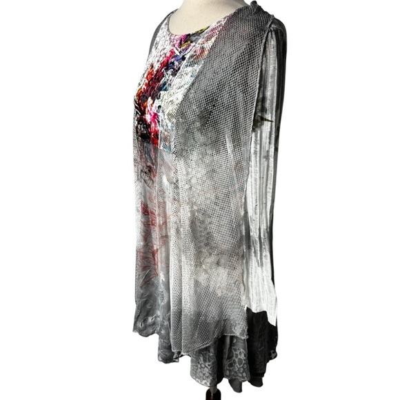 Festival boho renaissance Artistic Gray animal Tunic Top artsy art to wear tunic - Picture 4 of 15